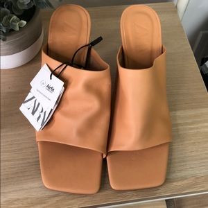 COPY - Zara: Square toe, 3 inch heels leather sandal